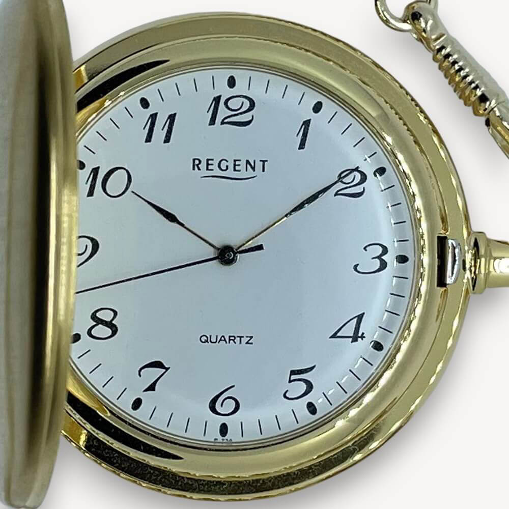 Montre De Poche Radio-pilotée REGENT Pour Homme - Boîtier Acier 49mm, Chaîne Incluse, Design Vintage Et Lisible
