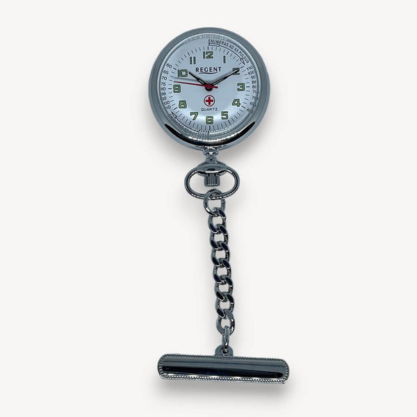 Montre De Poche Infirmière En Acier Inoxydable - Avec épingle De Sûreté - Gravure Croix Rouge - Idéal Personnel Médical - 10